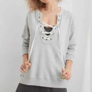 Aerie Light Gray Oversized Sweatshirt, EUC (Wore Once), Size XL